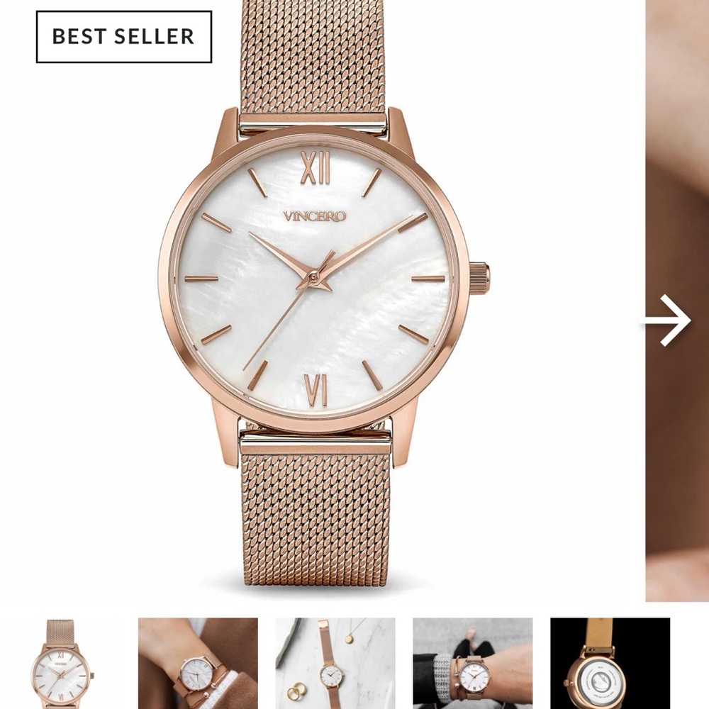 Vincero Rose Gold Mesh Watch (Eros Petite)